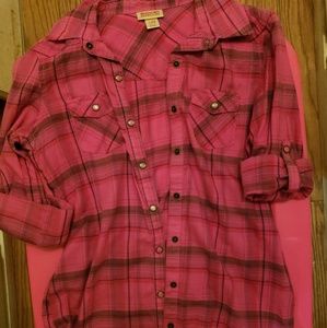 Mossimo xs pink plaid button up